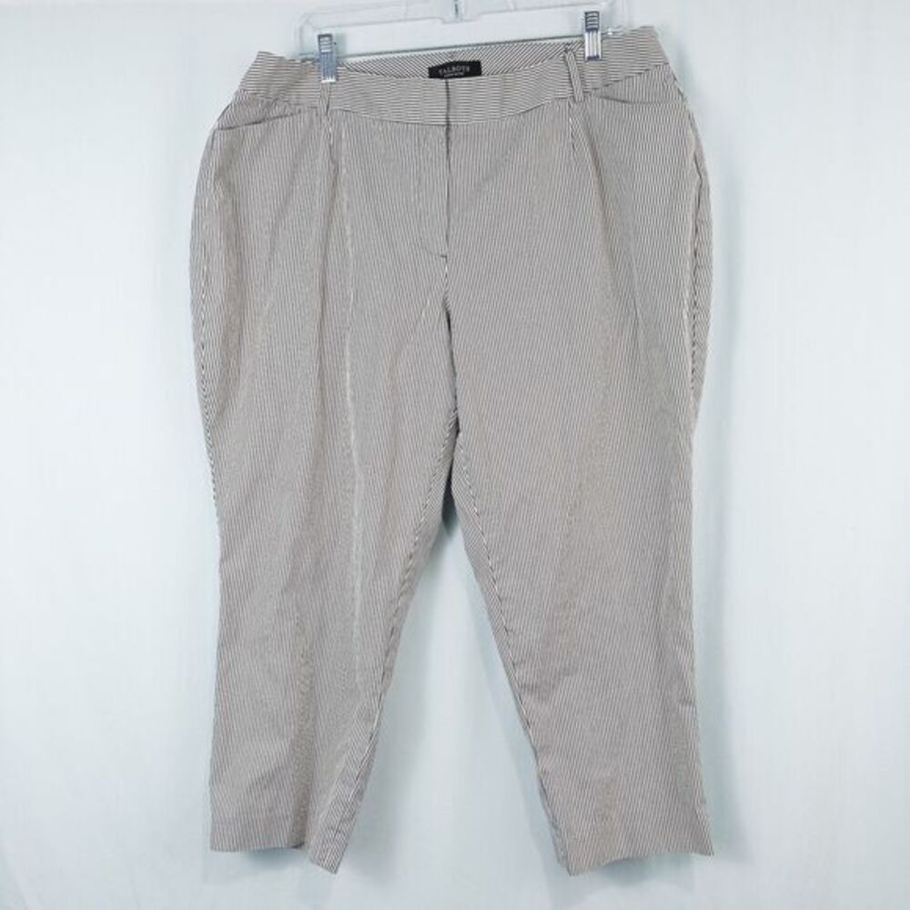 Talbots Woman Petites Striped Curvy Fit Crop Pant 18WP‎ Gray Cotton Nautical